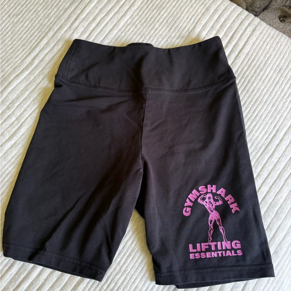 Gymshark Women's Black and Pink Bike Shorts
